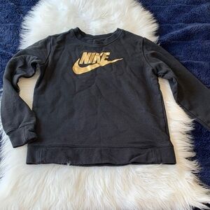 Nike Kids Charcoal Sweatshirt with Metallic Gold Logo
